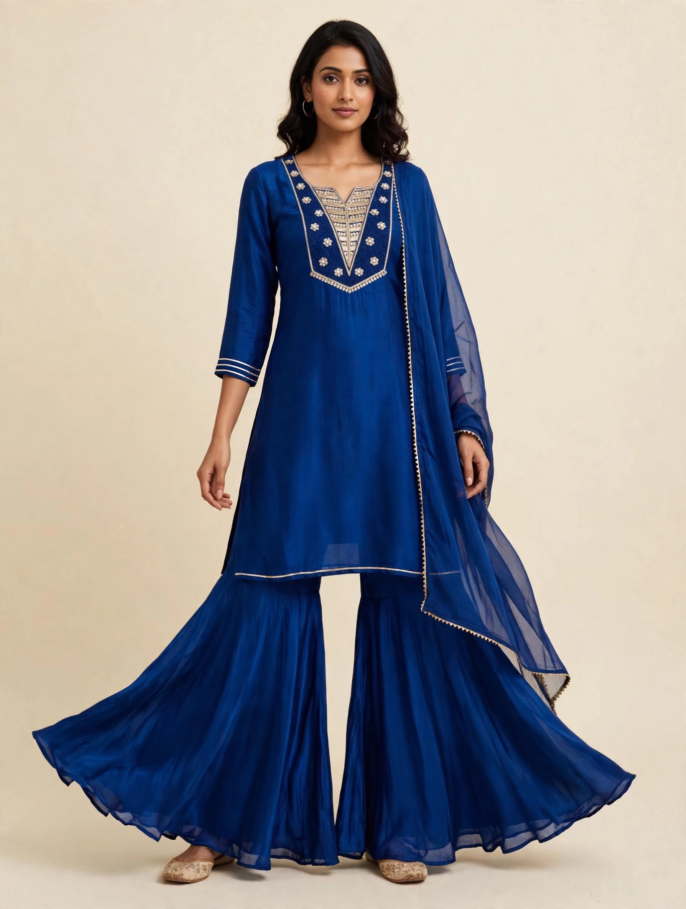HO Silk Suit with Viscose Organza Dupatta
